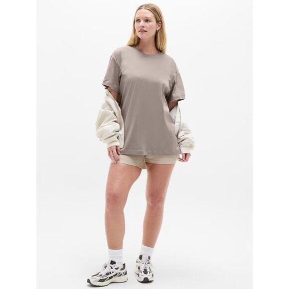 New Athleta M True Cotton Short Sleeve Tee Mortar Mushroom Medium - Picture 4 of 6